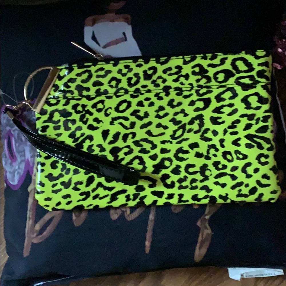 M Cheetah Print clutch bag
